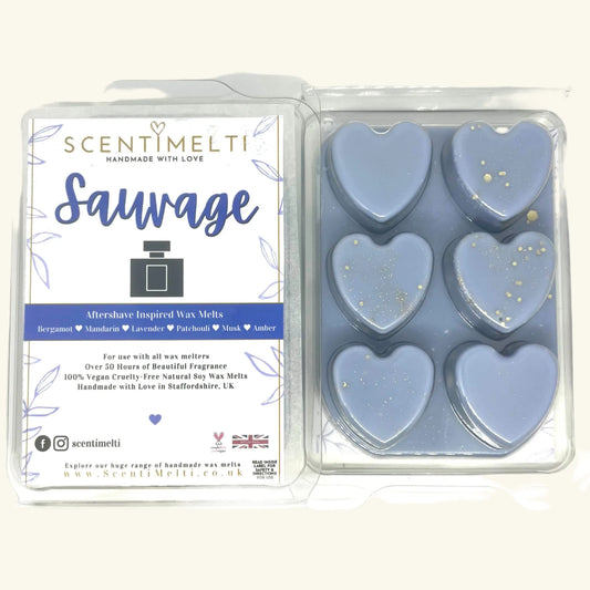 Sauvage Aftershave Inspired | Heart Clamshell Soy Wax Melts - ScentiMelti Home Fragrance, Beauty & Gifts UK