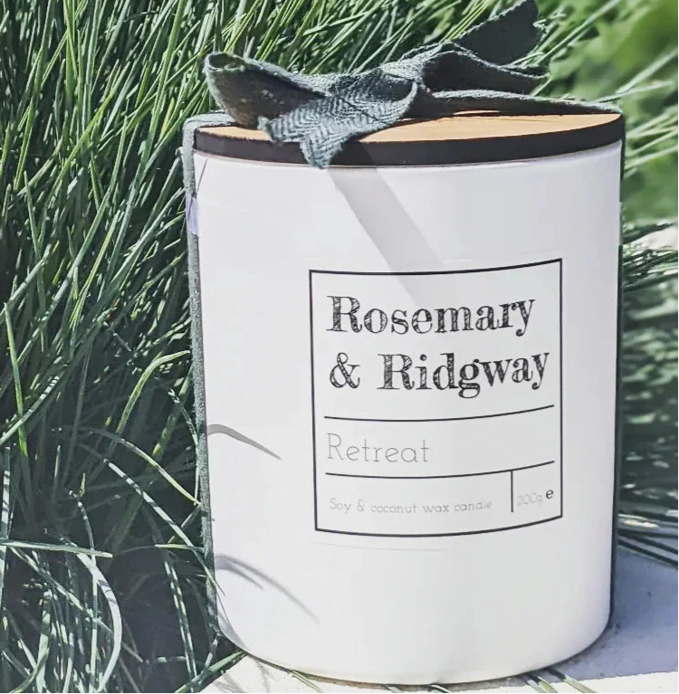 Retreat | Luxury Handpoured Candle Rosemary & Ridgway ScentiMelti Wax Melts