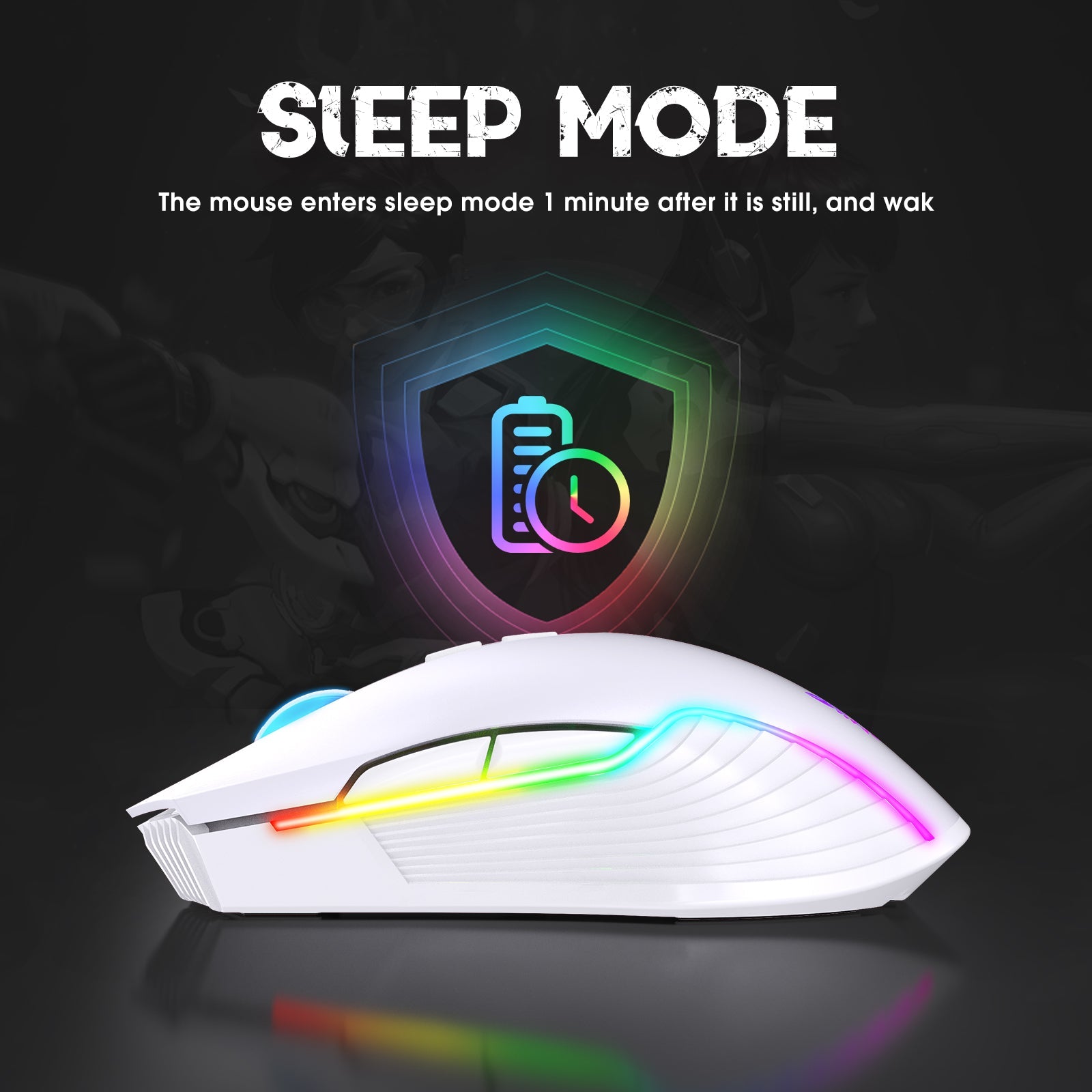 Wireless White Gaming Mouse Office Mouse Work Mouse 3600 adjustable DPI RGB LED Light - ScentiMelti Home Fragrance, Beauty & Gifts UK