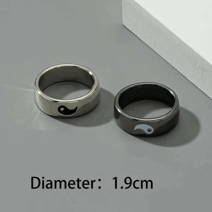 Stainless Steel Yin and Yang Matching Couple Promise Band Ring Set - ScentiMelti Home Fragrance, Beauty & Gifts UK