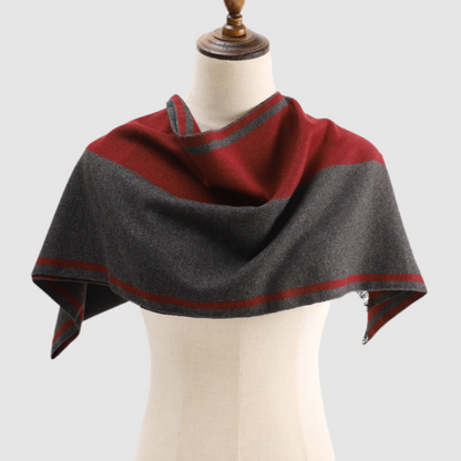 Men's Striped Wool Scarf Maroon Grey - ScentiMelti Home Fragrance, Beauty & Gifts UK