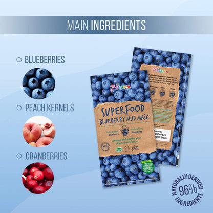 7th Heaven Superfood Blueberry Mud Mask, Soothing and Hydrating Mask with Refreshing Raspberry and Anti-oxidant Blueberry - Ideal for All Skin Types 10g Beauty Goddess ScentiMelti Wax Melts