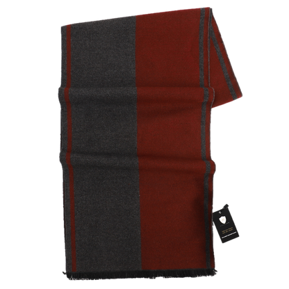 Men's Striped Wool Scarf Maroon Grey - ScentiMelti Home Fragrance, Beauty & Gifts UK