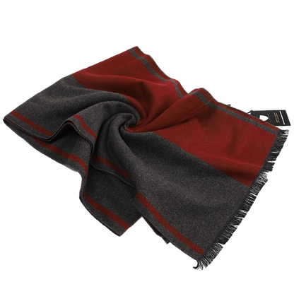 Men's Striped Wool Scarf Maroon Grey - ScentiMelti Home Fragrance, Beauty & Gifts UK