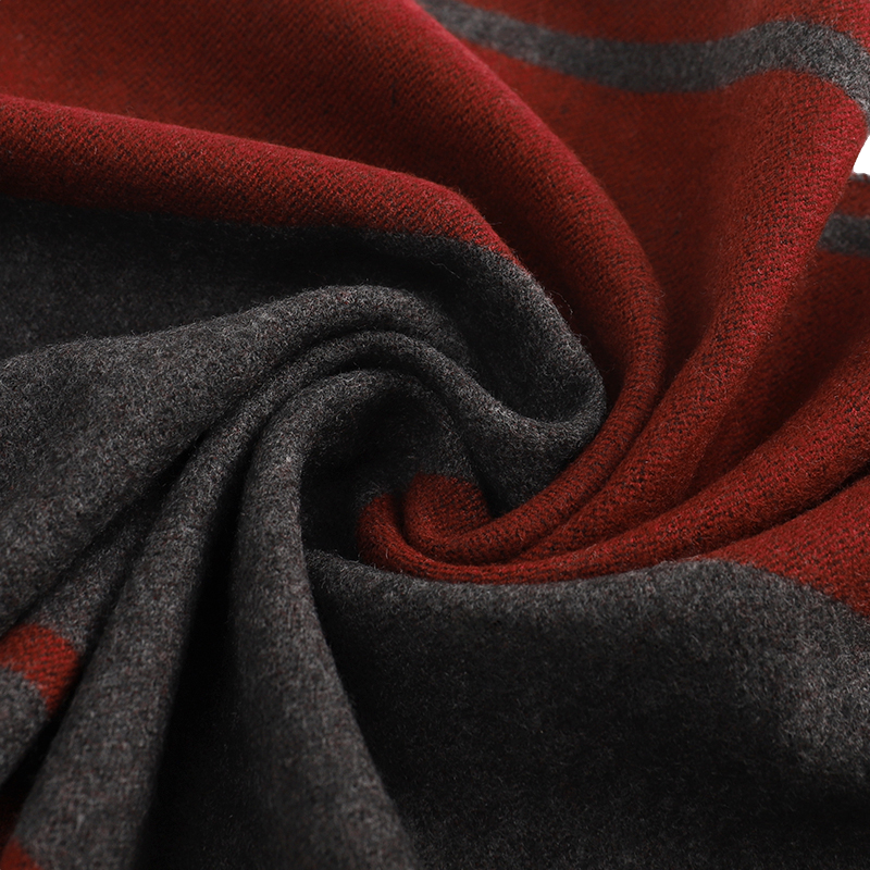 Men's Striped Wool Scarf Maroon Grey - ScentiMelti Home Fragrance, Beauty & Gifts UK