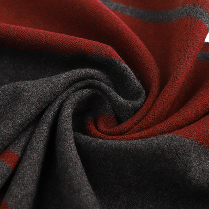 Men's Striped Wool Scarf Maroon Grey - ScentiMelti Home Fragrance, Beauty & Gifts UK