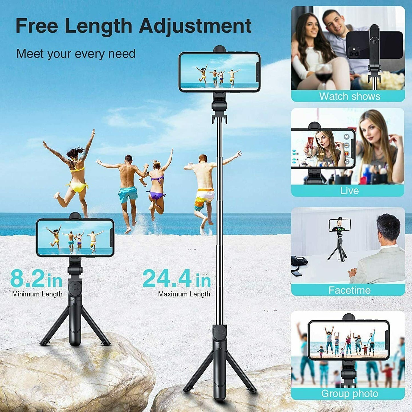 Fit  Telescopic Selfie Stick Bluetooth Tripod Monopod Phone Holder ScentiMelti Home Fragrance, Beauty & Gifts UK ScentiMelti Wax Melts