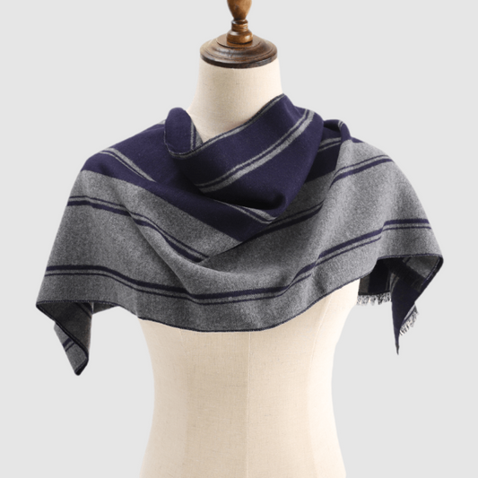 Men's Striped Wool Scarf Navy Grey - ScentiMelti Home Fragrance, Beauty & Gifts UK