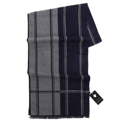 Men's Striped Wool Scarf Navy Grey - ScentiMelti Home Fragrance, Beauty & Gifts UK