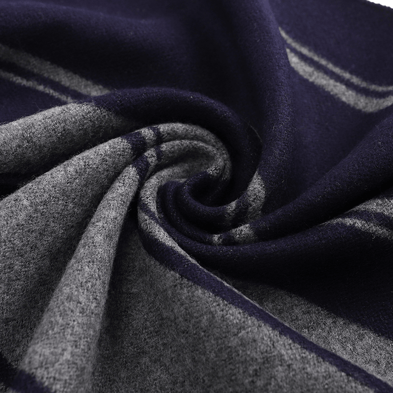 Men's Striped Wool Scarf Navy Grey - ScentiMelti Home Fragrance, Beauty & Gifts UK