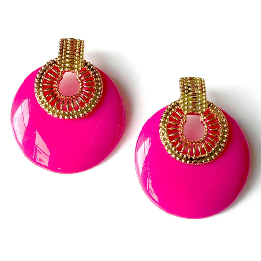 Lulu Large Pink Statement Disc Earrings LUXE TONES ScentiMelti Wax Melts