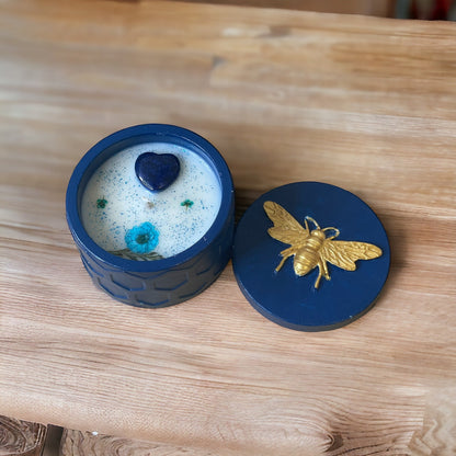 Handcrafted Stoneware Bee Pot | Lavender & Waterlily Soy Candle - ScentiMelti Home Fragrance, Beauty & Gifts UK