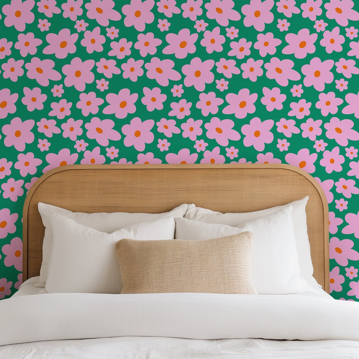 ‘Hello Petal’ Wallpaper on Peppermint | abstract daisy floral wallpaper - ScentiMelti Home Fragrance, Beauty & Gifts UK