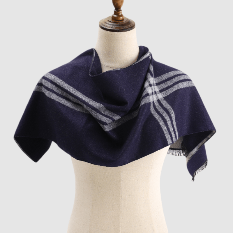 Men's Tartan Wool Scarf Blue Grey - ScentiMelti Home Fragrance, Beauty & Gifts UK