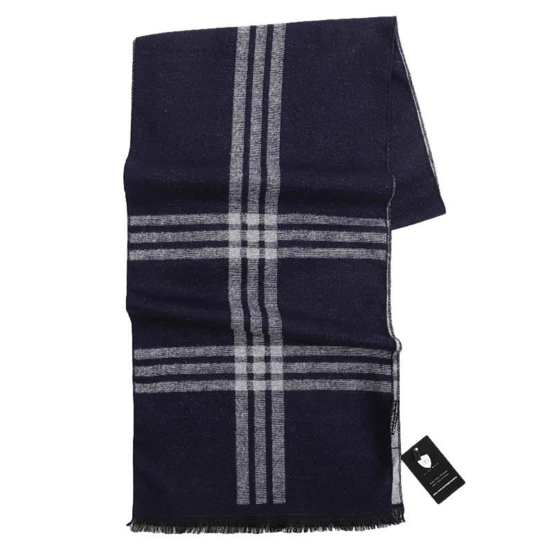 Men's Tartan Wool Scarf Blue Grey - ScentiMelti Home Fragrance, Beauty & Gifts UK