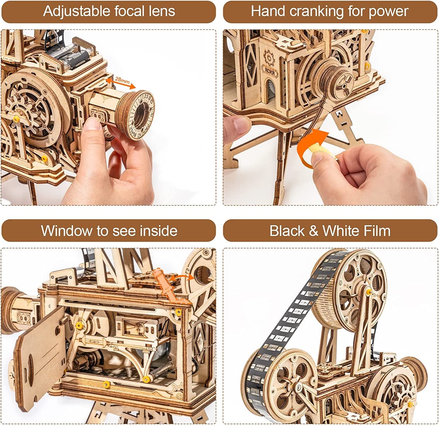 ROKR 3D Wooden Puzzles Vitascope Mechanical Building Kits Movie Projector Toys - ScentiMelti Home Fragrance, Beauty & Gifts UK