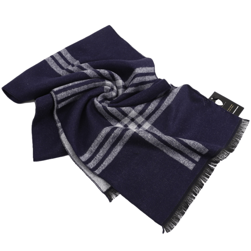 Men's Tartan Wool Scarf Blue Grey - ScentiMelti Home Fragrance, Beauty & Gifts UK