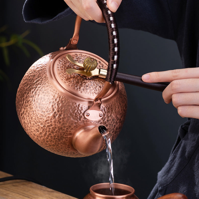 Genuine Copper Tea Pot Kettle Handmade Pure Copper Kettle Electric Ceramic Stove Handle Pot Pitcher Tea Set Copper Teapot - ScentiMelti  Genuine Copper Tea Pot Kettle Handmade Pure Copper Ket