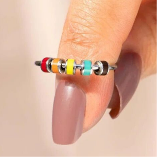 Colourful Enamel Beaded Rotatable Fidget Spinner Chain Ring - ScentiMelti Home Fragrance, Beauty & Gifts UK