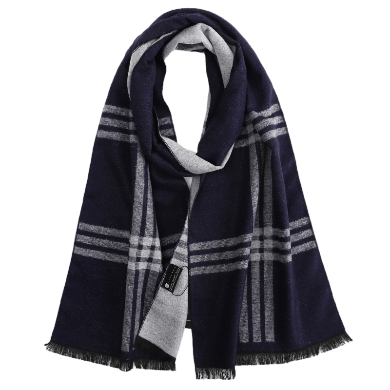 Men's Tartan Wool Scarf Blue Grey - ScentiMelti Home Fragrance, Beauty & Gifts UK