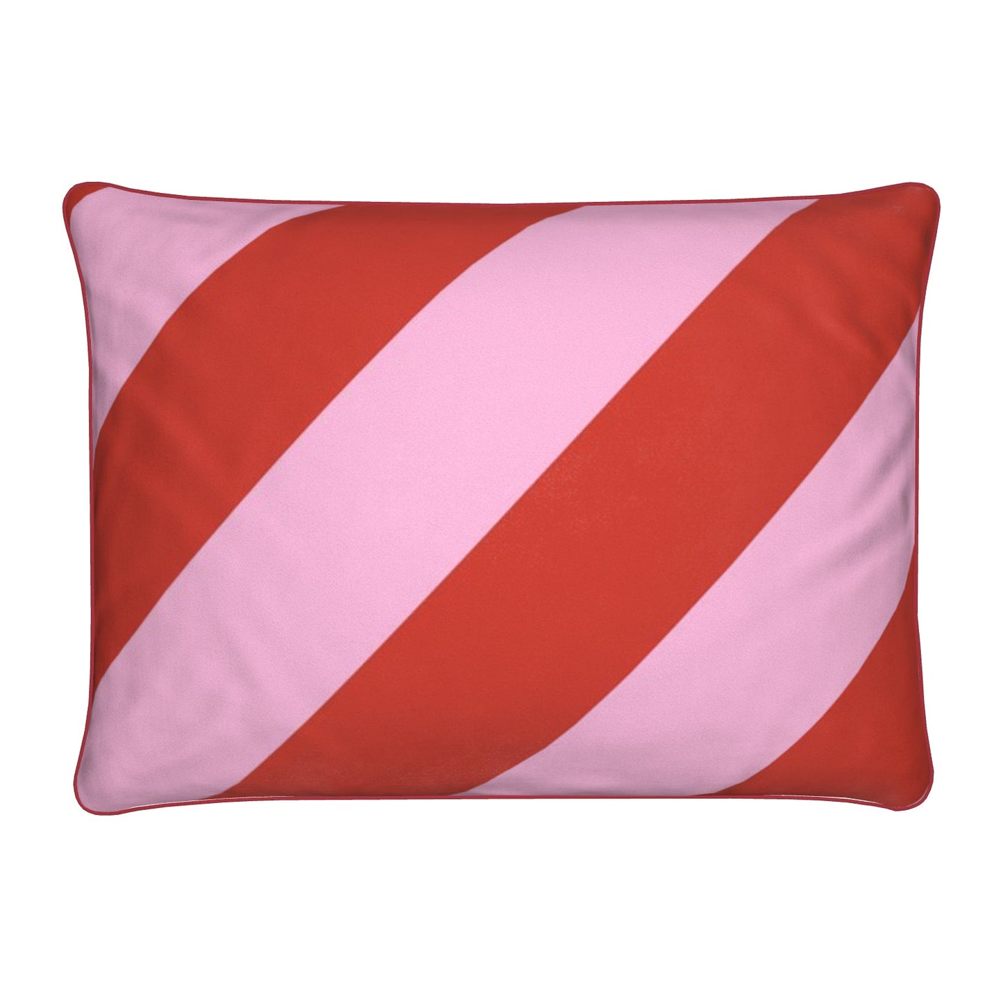 ‘Candy Crush’ velvet cushion in pink and red | Diagonal stripes cushion - ScentiMelti Home Fragrance, Beauty & Gifts UK