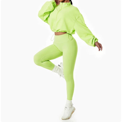 GymBabe Three Piece Set in Lime Green (Made with recycled material)