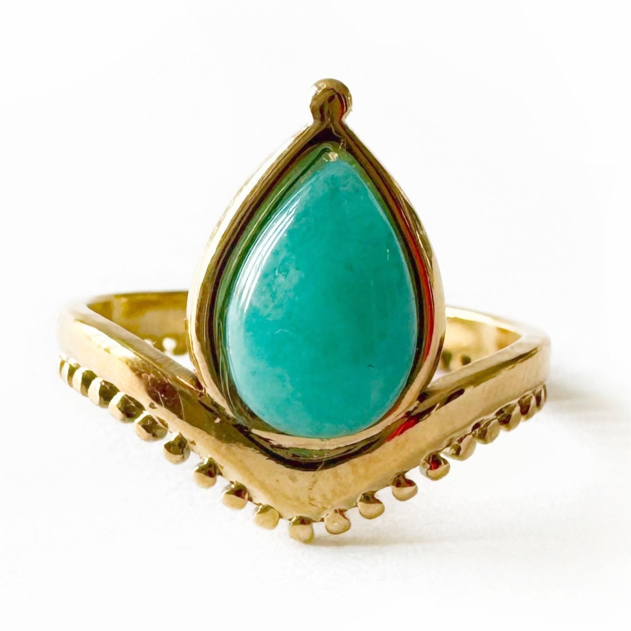 Emmy Luxe 18k Gold Plated Turquoise Stone Ring - ScentiMelti Home Fragrance, Beauty & Gifts UK