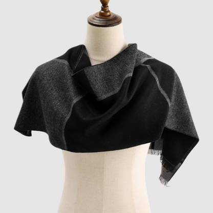 Men's Checked Wool Scarf Black Grey - ScentiMelti Home Fragrance, Beauty & Gifts UK