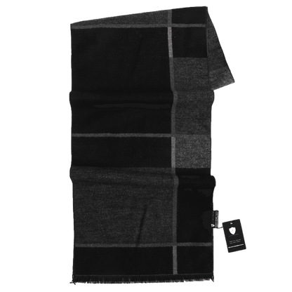 Men's Checked Wool Scarf Black Grey - ScentiMelti Home Fragrance, Beauty & Gifts UK