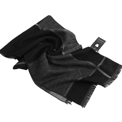 Men's Checked Wool Scarf Black Grey - ScentiMelti Home Fragrance, Beauty & Gifts UK