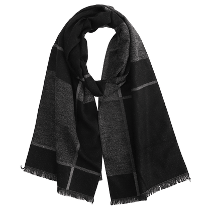 Men's Checked Wool Scarf Black Grey - ScentiMelti Home Fragrance, Beauty & Gifts UK