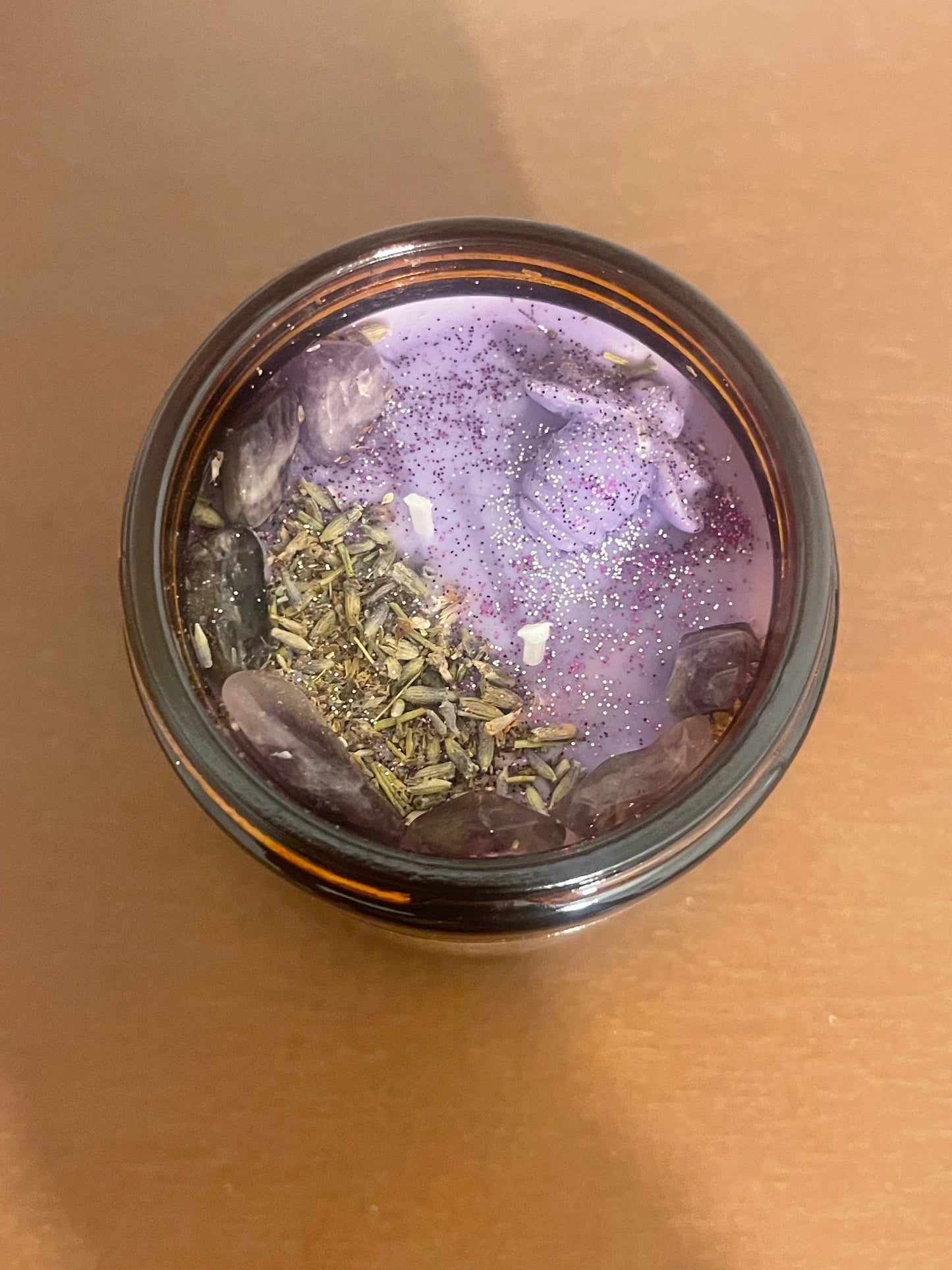 Elegant Lavender Candle with Amethyst Crystal