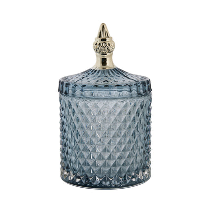 Sea Blue Pressed Glass Jar - ScentiMelti Home Fragrance, Beauty & Gifts UK