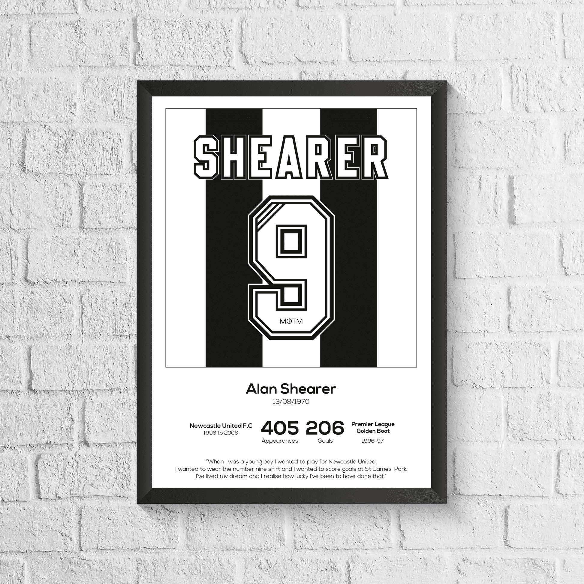 Alan Shearer Newcastle United Legend Stats Print MOTM Football ScentiMelti Wax Melts