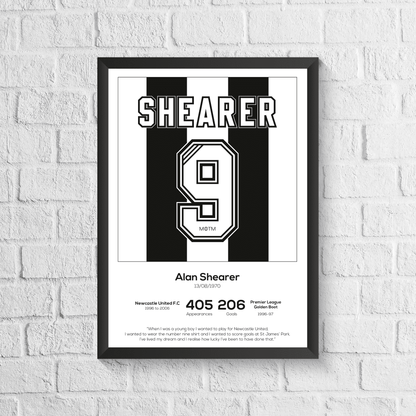 Alan Shearer Newcastle United Legend Stats Print MOTM Football ScentiMelti Wax Melts