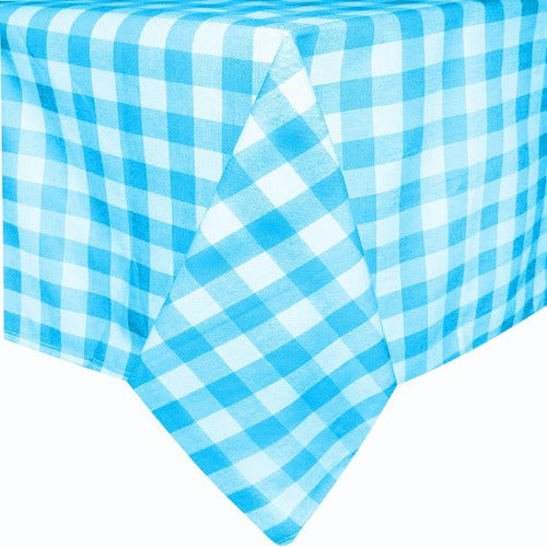 Turquoise Gingham Check Cotton Table Cloth - ScentiMelti Home Fragrance, Beauty & Gifts UK