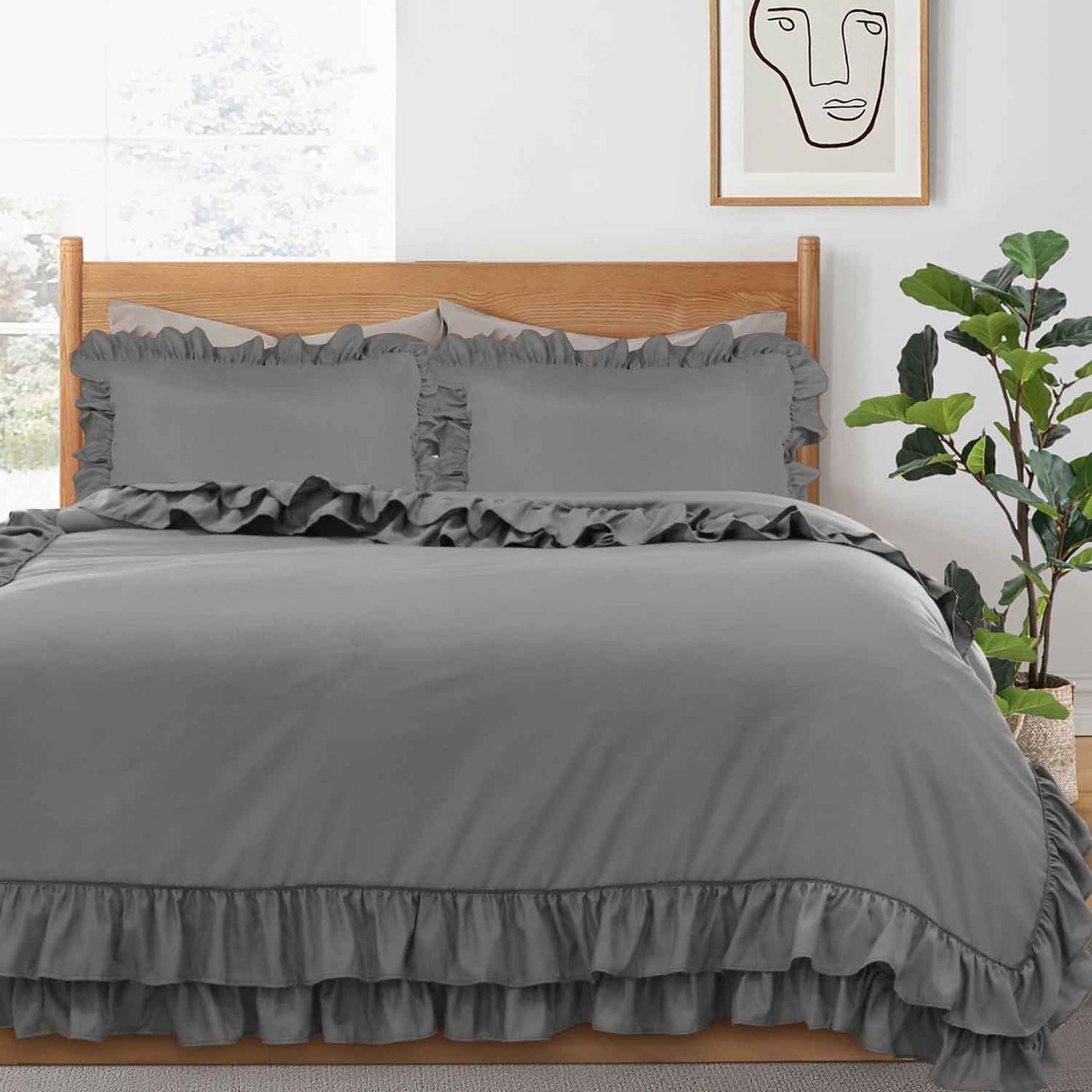 Ruffled Borders Duvet Cover Set Cotton Passion UK ScentiMelti Wax Melts