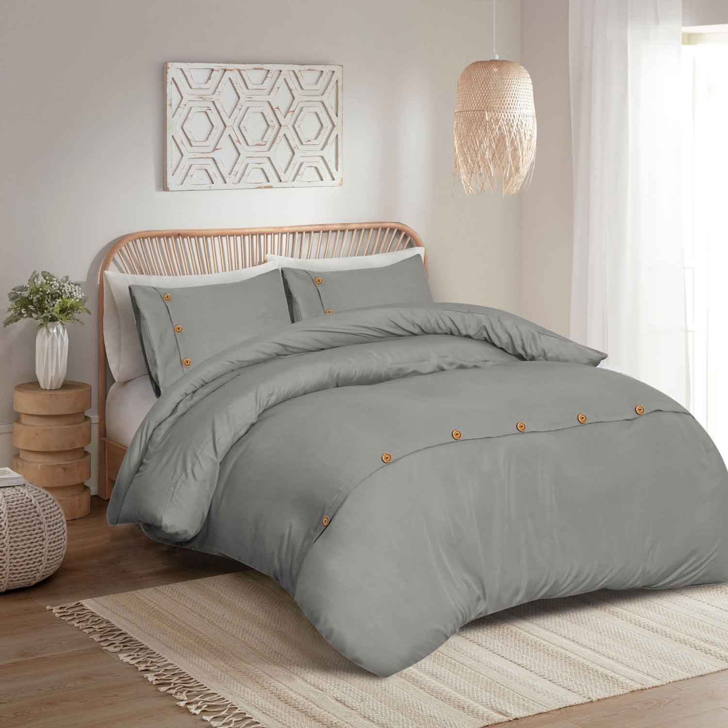 Wood Button Duvet Cover Set Cotton Passion UK ScentiMelti Wax Melts