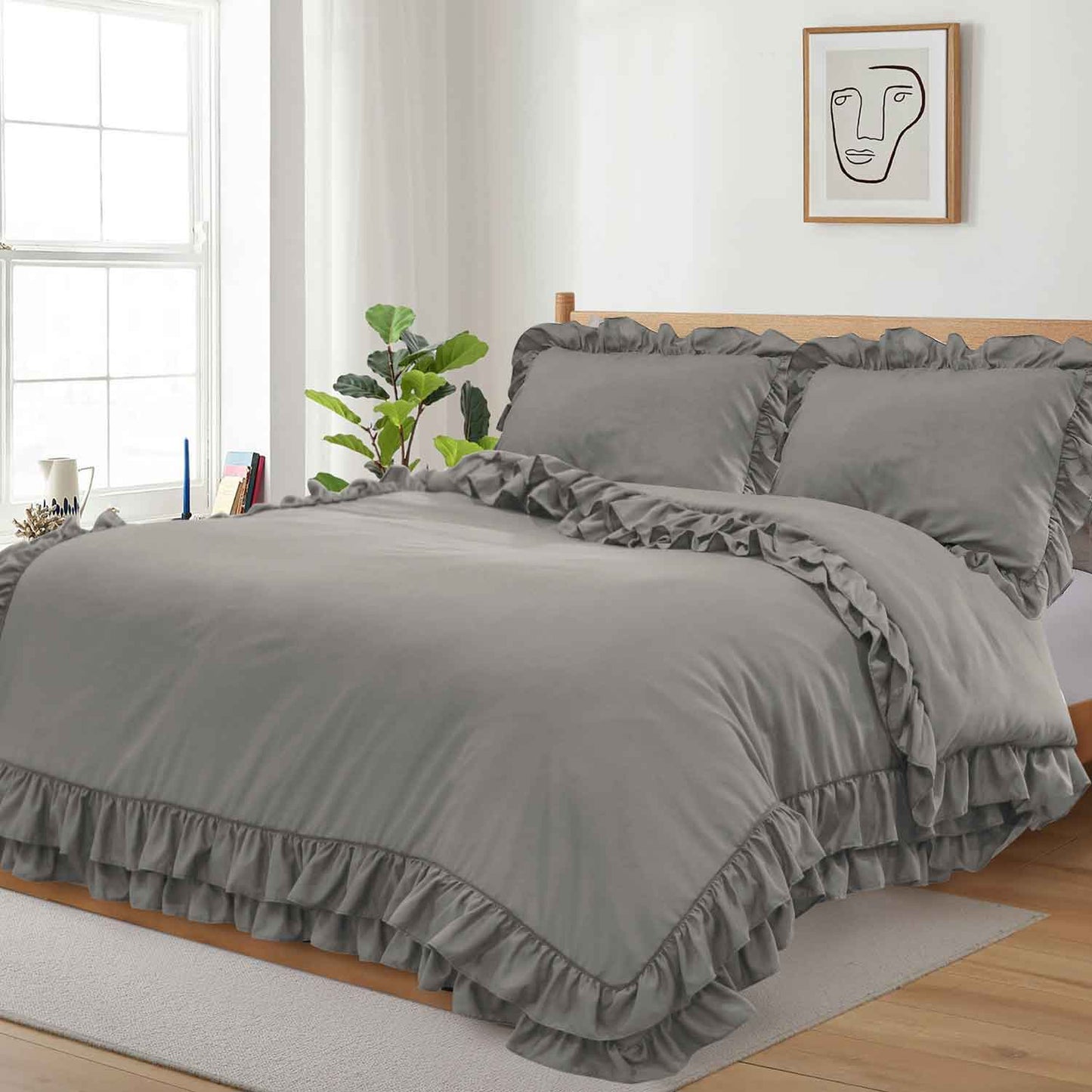 Ruffled Borders Duvet Cover Set Cotton Passion UK ScentiMelti Wax Melts