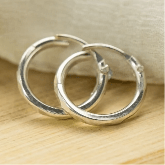 Pure Silver Small Slim Solid Bali Lightweight Dainty Unisex Punk Hoop Earring - ScentiMelti Home Fragrance, Beauty & Gifts UK