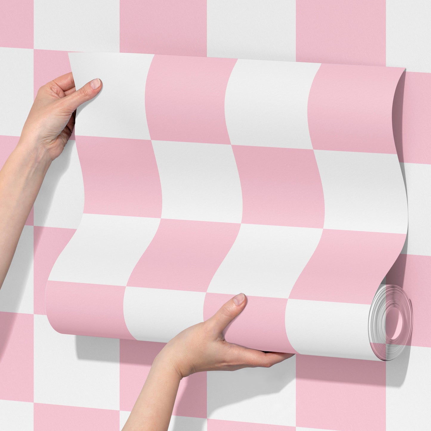 ‘Checkmate’ Checkered Wallpaper in Pink Candy - ScentiMelti Home Fragrance, Beauty & Gifts UK