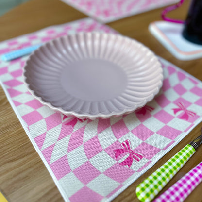 Ribbons & Checks linen placemat in medium and large size - ScentiMelti Home Fragrance, Beauty & Gifts UK