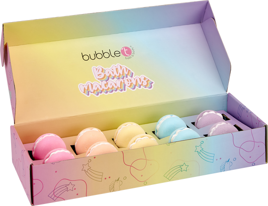 Bubble T Rainbow Tea Mini Macaron Bath Bomb Fizzer Gift Set (10 x 50g) - ScentiMelti Home Fragrance, Beauty & Gifts UK