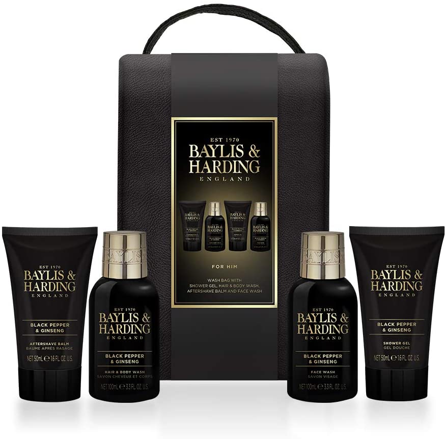 Baylis & Harding Men's Black Pepper & Ginseng Wash Bag - ScentiMelti Home Fragrance, Beauty & Gifts UK