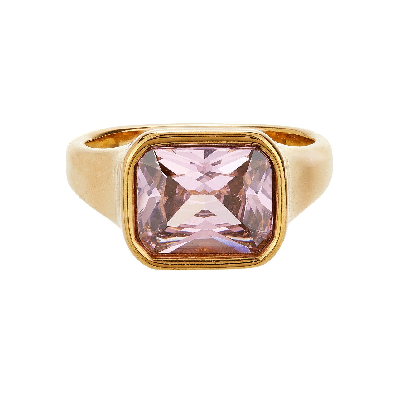 Square Gold Cocktail Ring: Pink - ScentiMelti Home Fragrance, Beauty & Gifts UK