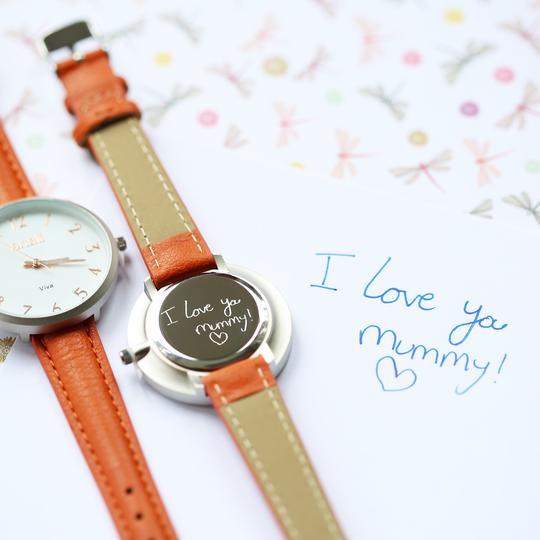 Blush Red handwriting Engraved Ladies Watch - ScentiMelti Home Fragrance, Beauty & Gifts UK