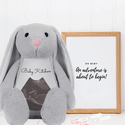 Hello Bear - Neutral Baby Bunny scan photo Bear with personalised gift bag Sweetlea Gifts Ltd ScentiMelti Wax Melts