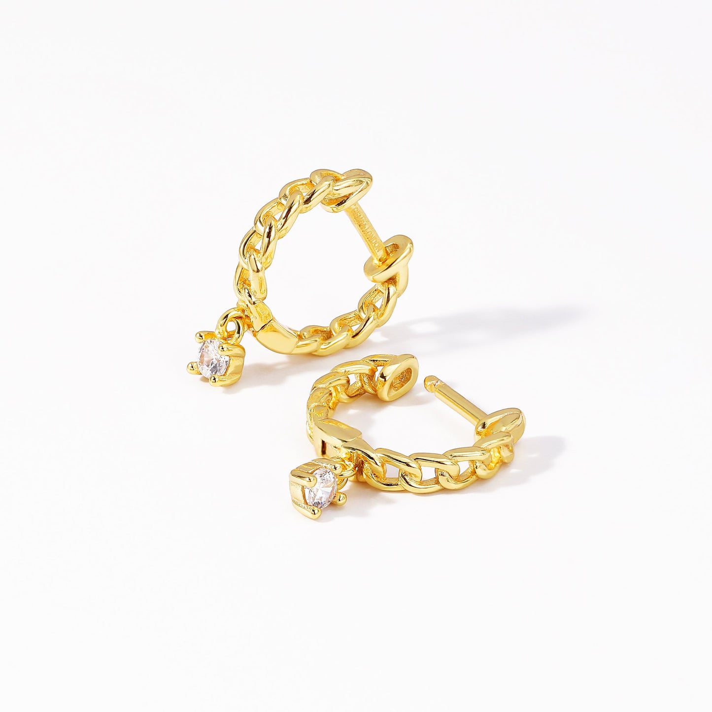 Lilly Link Chain Huggie Hoop Earrings 18K Gold on Sterling Silver Gemsa.co.uk ScentiMelti Wax Melts