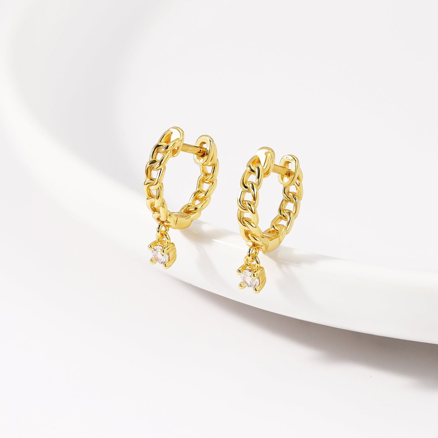 Lilly Link Chain Huggie Hoop Earrings 18K Gold on Sterling Silver Gemsa.co.uk ScentiMelti Wax Melts