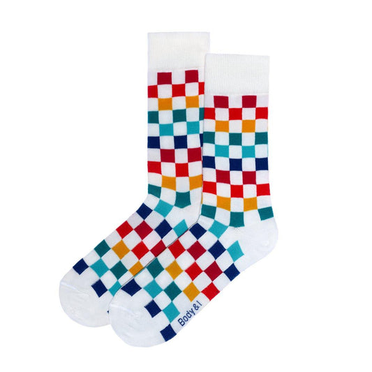 White Checker Socks - ScentiMelti Home Fragrance, Beauty & Gifts UK